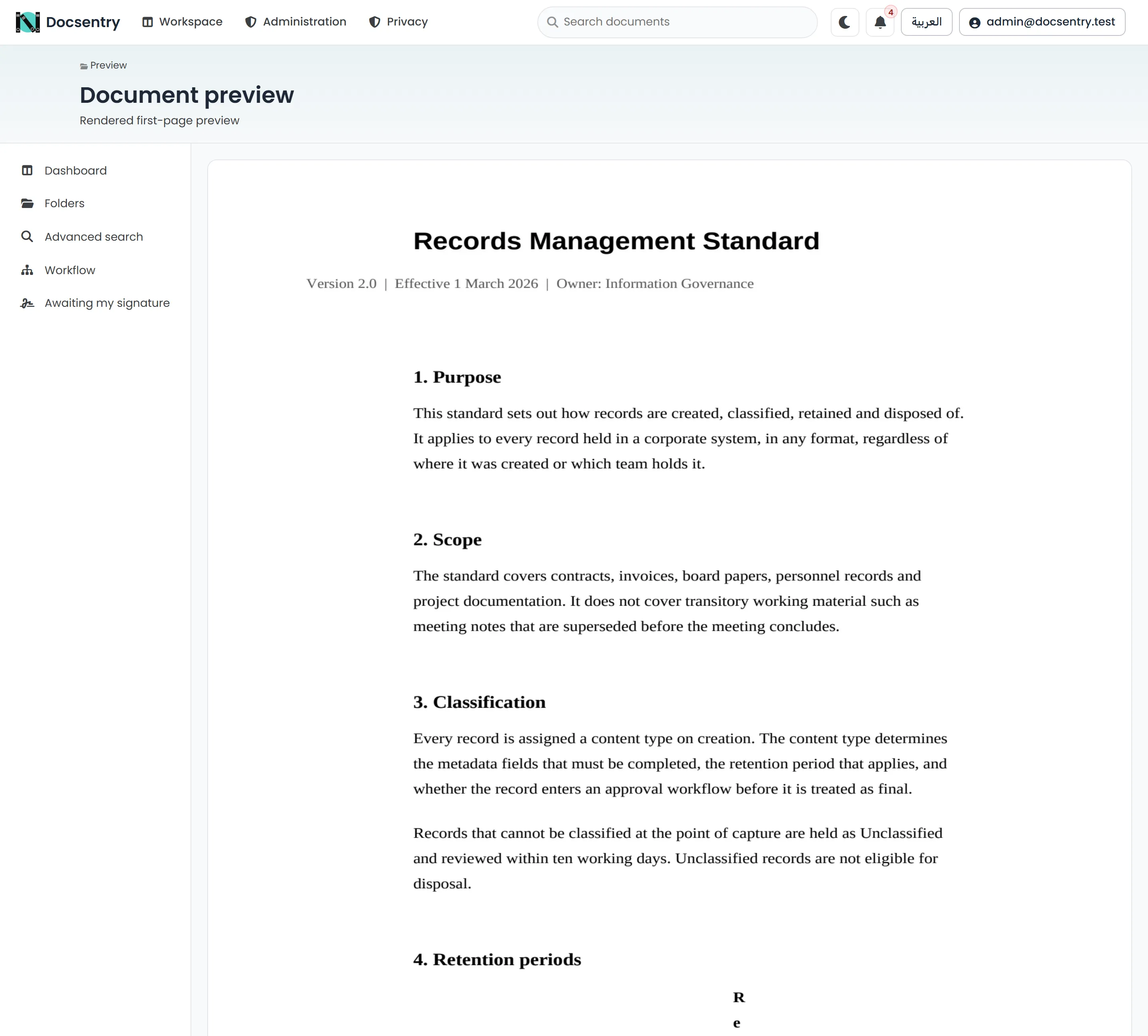 A PDF opened in the preview view, showing the rendered first page